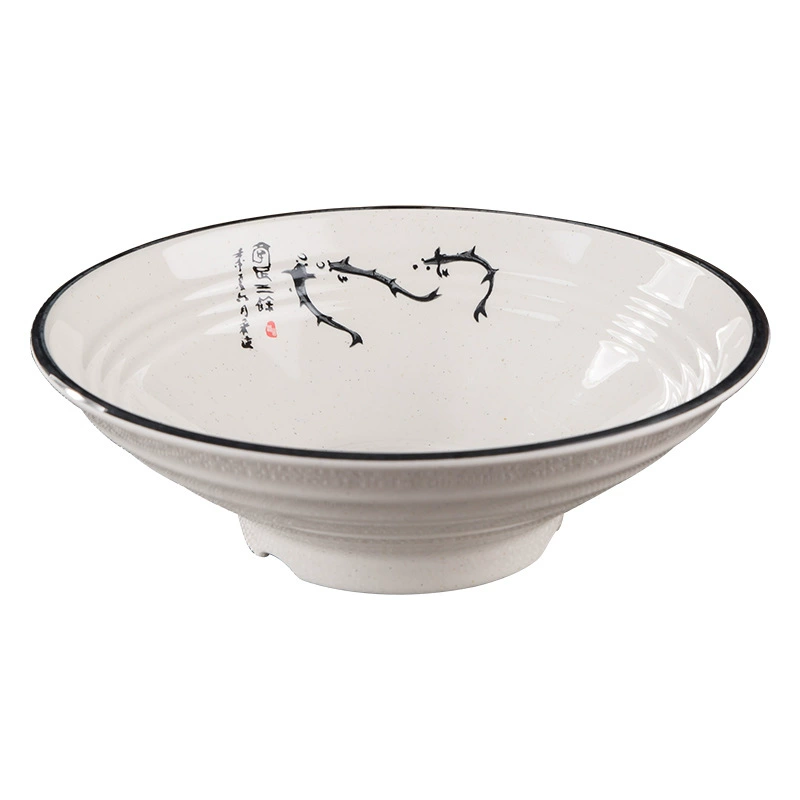 Посудная поддельная керамика из натрийtableware imitation porcelain noodle bowl Chinese retro shallow bowl restaurant commercial powder bowl breakfast wonton bowl dish set