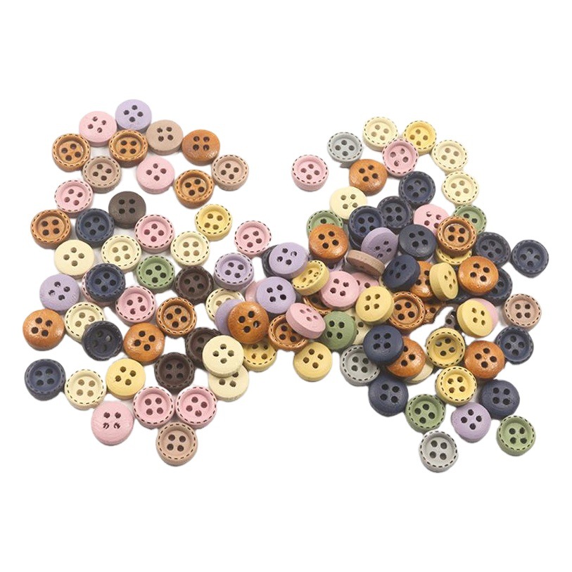 Suministro de madera mixta botones decorativos para coser ropa scrapbook artesanía decoración del hogar