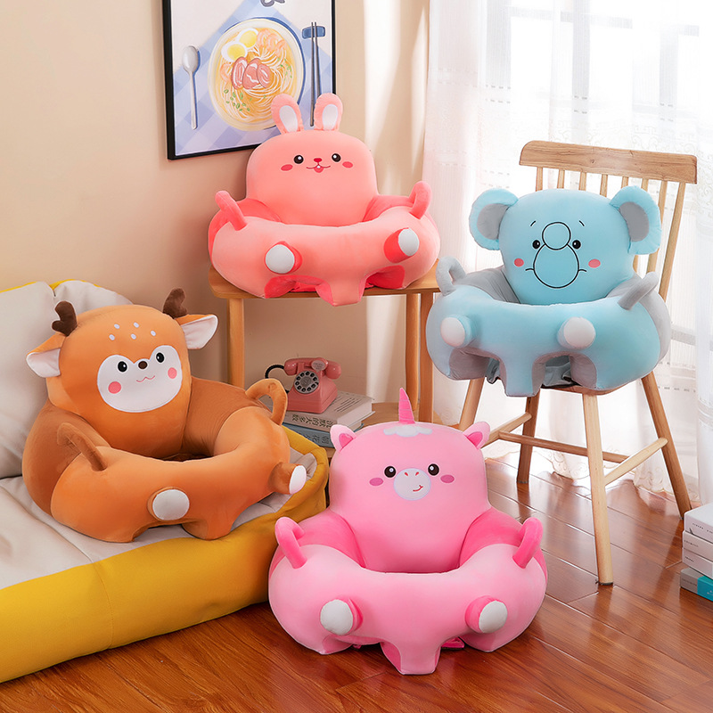 Bebés de dibujos animados para aprender a sentarse en el sofá con bajo centro de gravedad anti-caída asiento de respaldo para bebés ejercicio de asiento de peluche