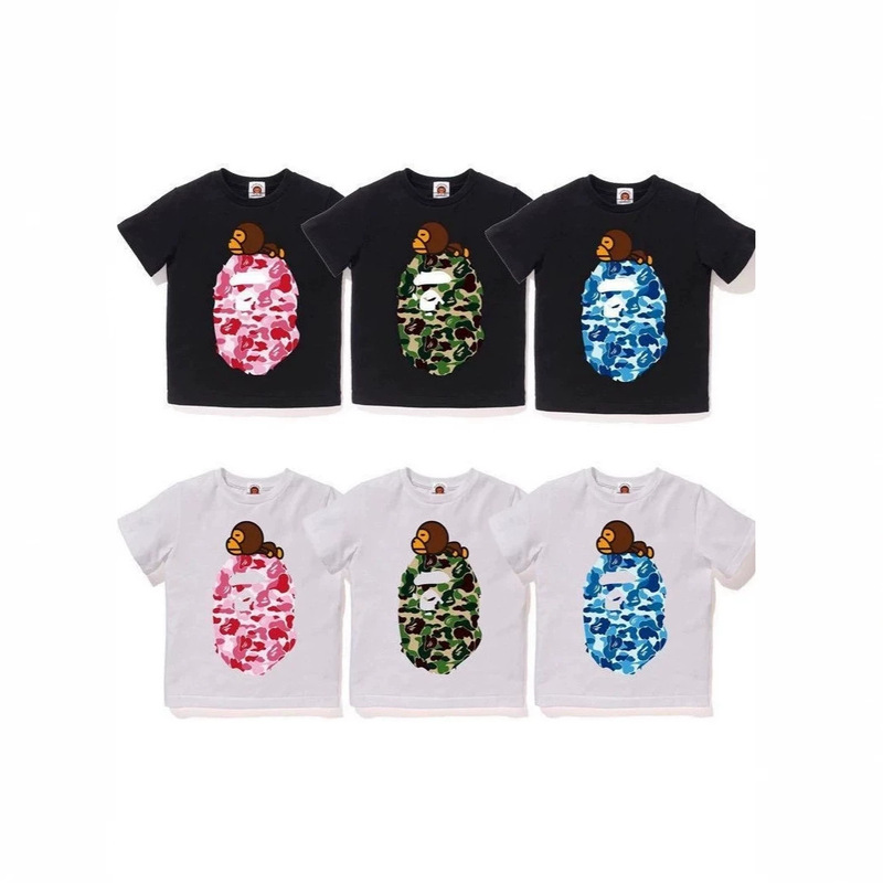 Children's Family Matching Outfits Japanese Trendy Brand Bape Short-Sleeve T-Shirt Pure Cotton 240g Ape Head Monkey Camouflage Cross-Border Wholesale Children's Family Matching Outfits Japanese Trendy Brand Bape Short-Sleeve T-Shirt Pure Cotton 240g Ape Head Monkey Camouflage Cross-Border Wholesale