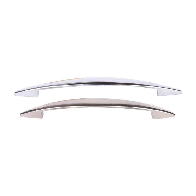 Aleación de zinc curva mango de muebles de hardware de ingeniería mango de puerta de armario negro mango de puerta de armario moderno simple plateado image 4