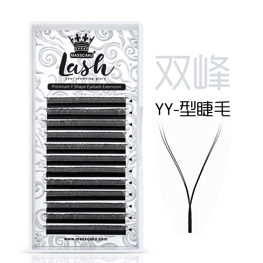 Fábrica al por mayor en stock yy pestañas postizas suaves y cómodas 0,05/0,07 plantación de injerto pestañas en forma de Y