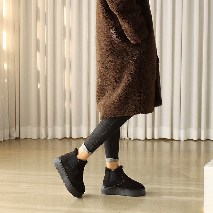 Warm snow boots thickened students a slip-on elastic short cotton boots women's shoes_voghion.com