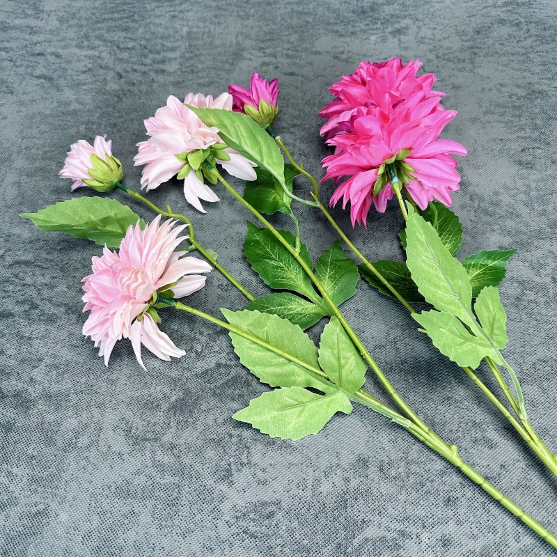 3-cabeza daliju flor artificial boda decoración del hogar sala de boda arreglo de flores accesorios dalihua flor falsa al por mayor