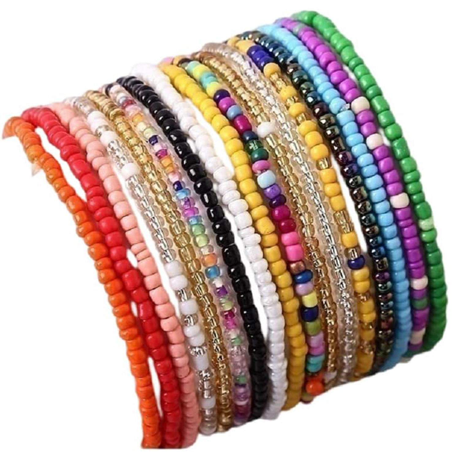 European and American 17-piece set of rice beads bracelet suit colorful Bohemian style rice beads bracelet