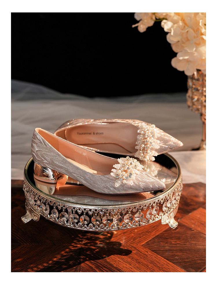 3333C-015 Low Heel Pointed Toe Tiger Skin Pattern High Heels Comfortable Elegant Women's Shiny Wedding Party Shoes_voghion.com