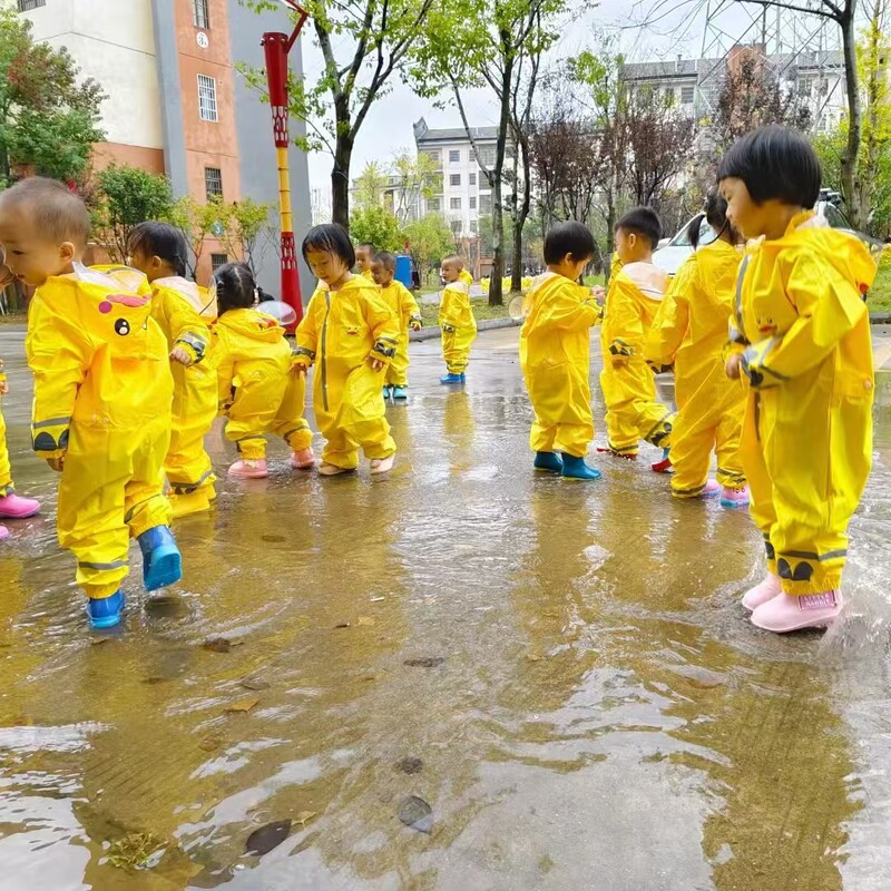 3D Children's one-part raincoat rain pants suit boys and girls rainproof waterproof clothing children baby kindergarten poncho cartoon