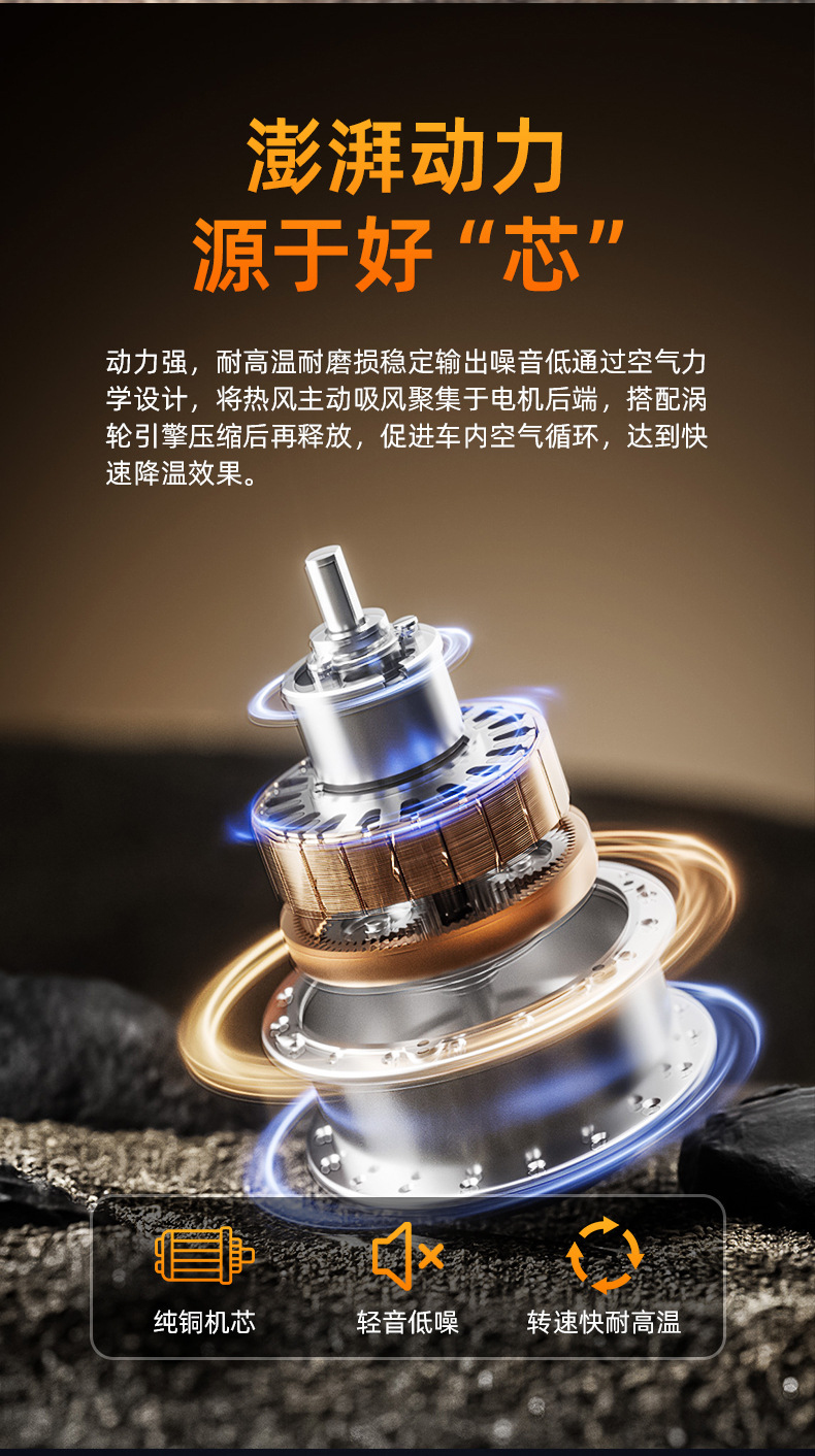 Car Fan F8104 Truck Fan Cigarette Lighter Stepless Speed Control 12V24V Universal Multiple Installation Methods