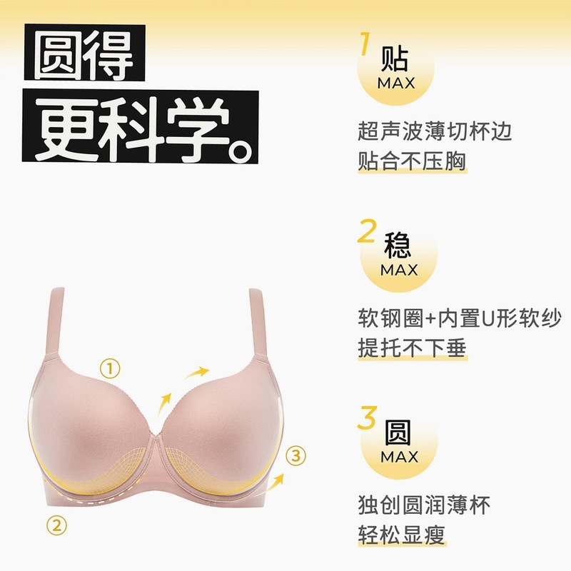 桑扶兰小奶皮全罩杯透气薄款无痕光面大胸显圆显瘦内衣S8071014棉|undefined