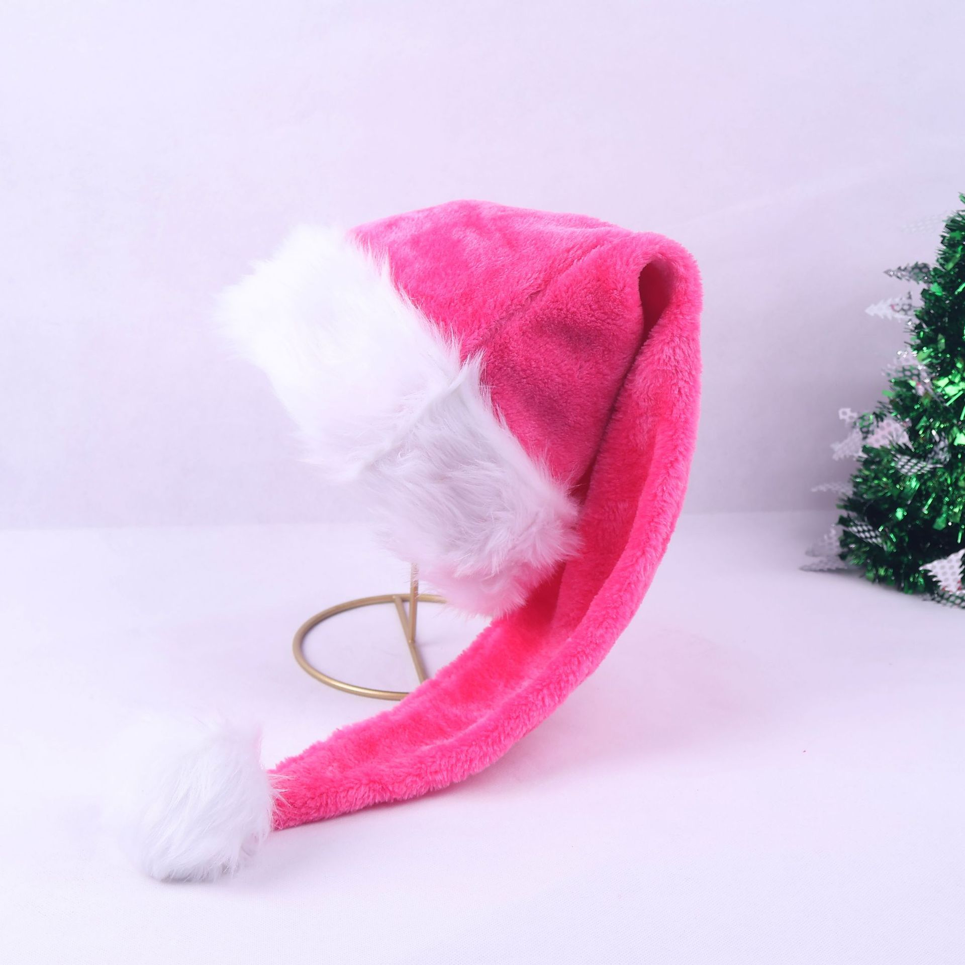 Sombrero navideño de 75cm Sombrero navideño de felpa largo Sombrero navideño de alta gama transfronterizo Decoraciones navideñas