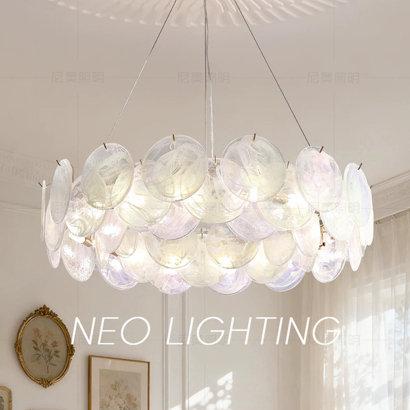 2026 New Style French Glass Chandelier Retro Murano Eye-Protection Cream-Style Bedroom Dining Room Living Room Lamp