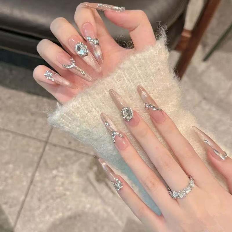 Gorgeous Pink Long Wearable Nail Pieces in Nude Pink, Fresh and Soft, with a Cat-Eye Effect, Pure and Alluring, Handmade Wearable Nail Pieces Gorgeous Pink Long Wearable Nail Pieces in Nude Pink, Fresh and Soft, with a Cat-Eye Effect, Pure and Alluring, Handmade Wearable Nail Pieces