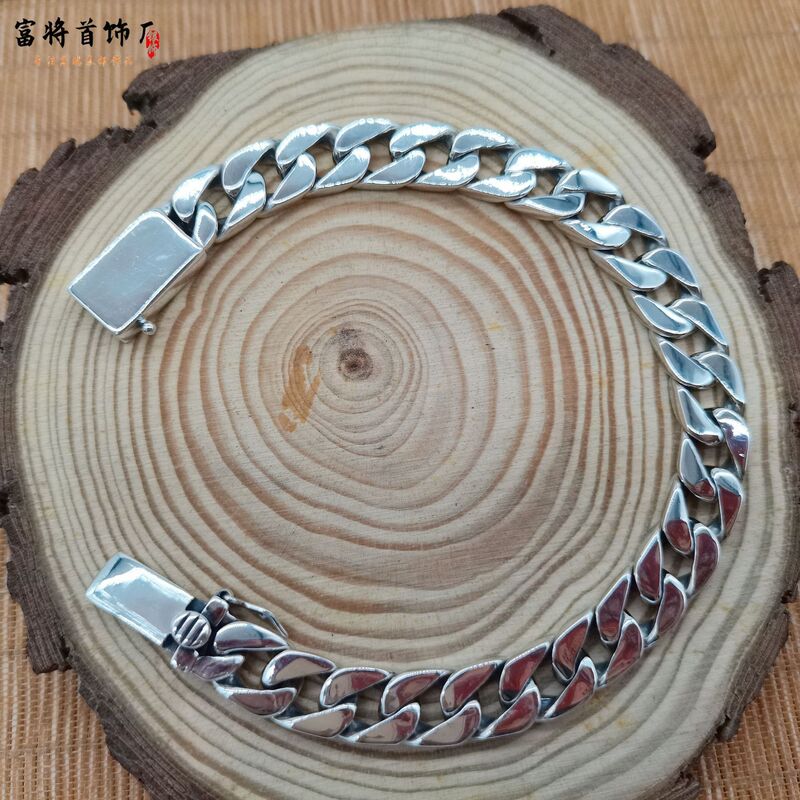 S925 Silver Cuban Bracelet Light Body Ring Collar Simple Personality Retro Thai Silver Plug Korean Style Couple Bracelet for Men and Women S925 Silver Cuban Bracelet Light Body Ring Collar Simple Personality Retro Thai Silver Plug Korean Style Couple Bracelet for Men and Women