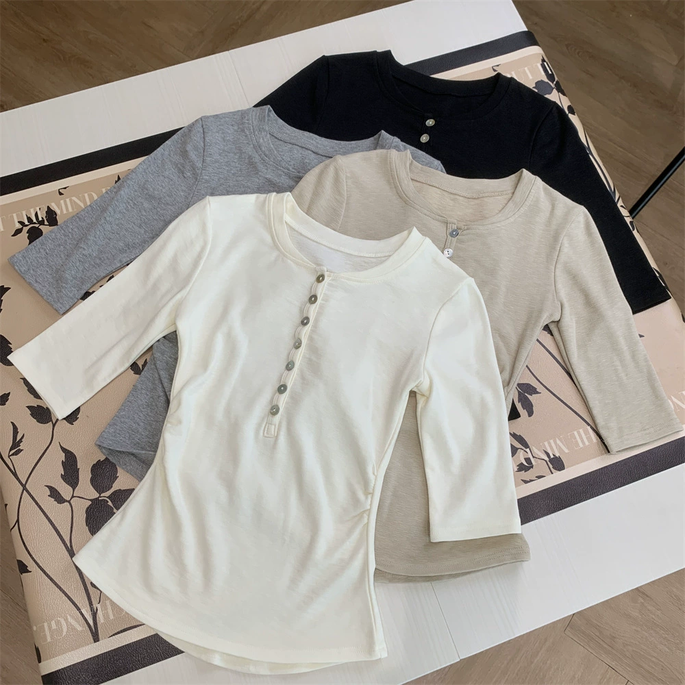 Рубашка Хенли со средним рукавом и зауженной талией