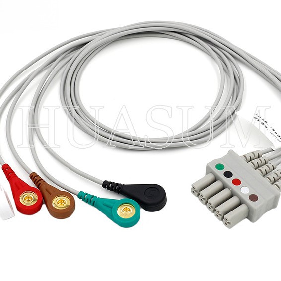 适用迈瑞PM8000 IMEC1000监护仪分体心电导联线5导联扣子心电分线