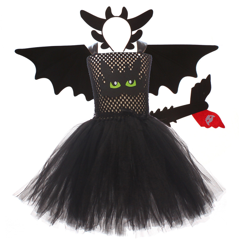クロスボーダー新ハロウィンヒックとドラゴンコス無歯の女の子のガーゼスカートスーツステージコスプレ衣装|undefined