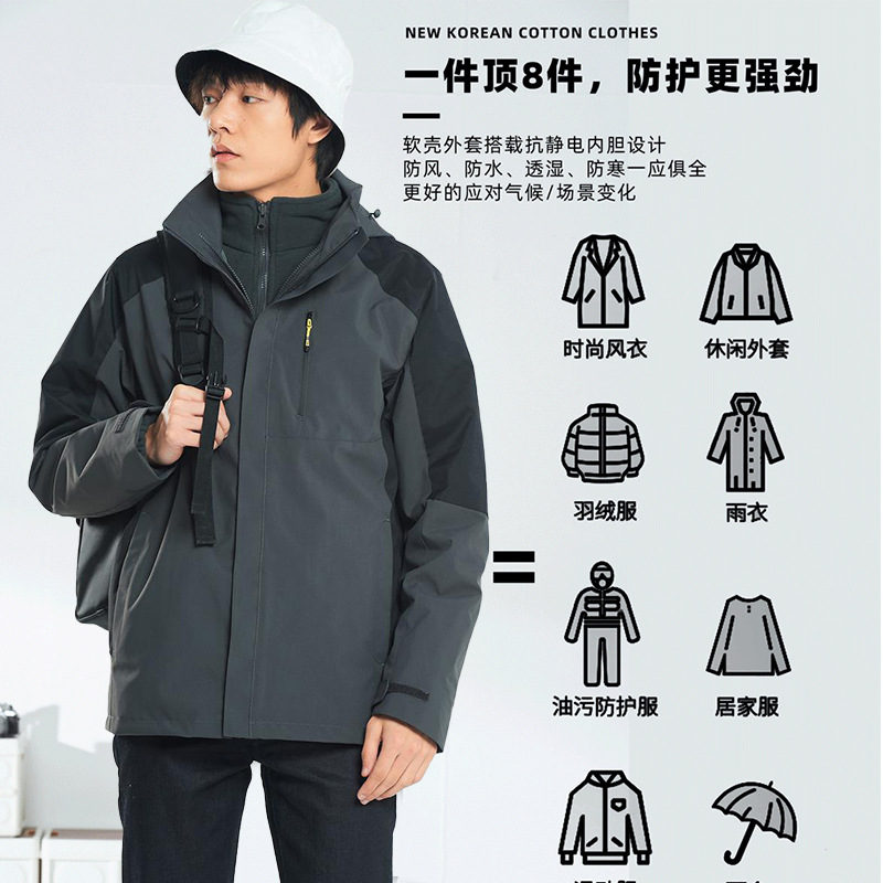 Chaqueta de Montañismo Impermeable y Cortavientos para Hombre y Mujer, Chaqueta Tres en Uno para Actividades al Aire Libre, Ropa de Trabajo Personalizada con Logotipo