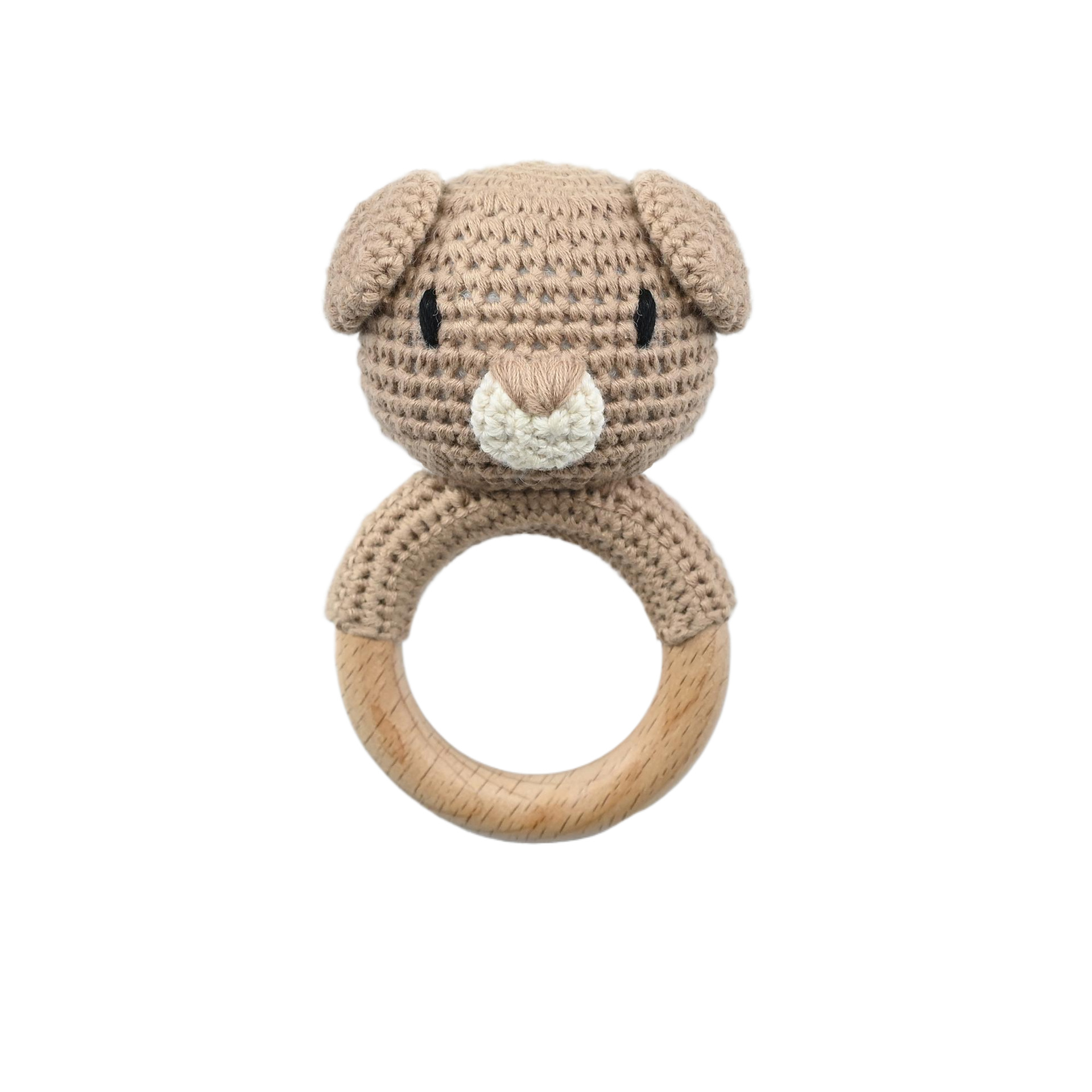 Productos para bebés círculos de haya para bebés, bebés creativos, manos tranquilizadoras, cuentas, ganchillo de animales, campanas