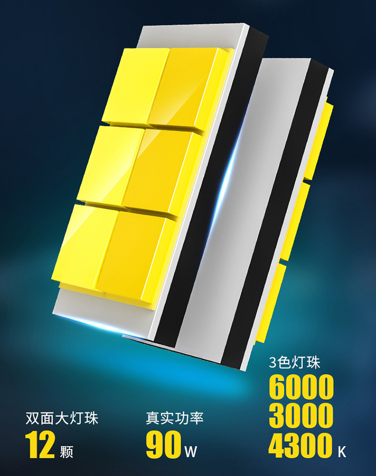 Cross-border car three-color headlight led laser H7 super bright 9005H11 far and near light H4 strong light H1 car bulb 9012