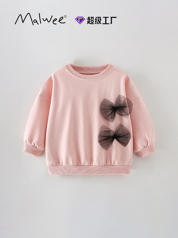 Transfronterizo malwee niñas otoño y invierno nuevo suéter Europa y América niños cuello redondo mangas largas ropa casual de arco