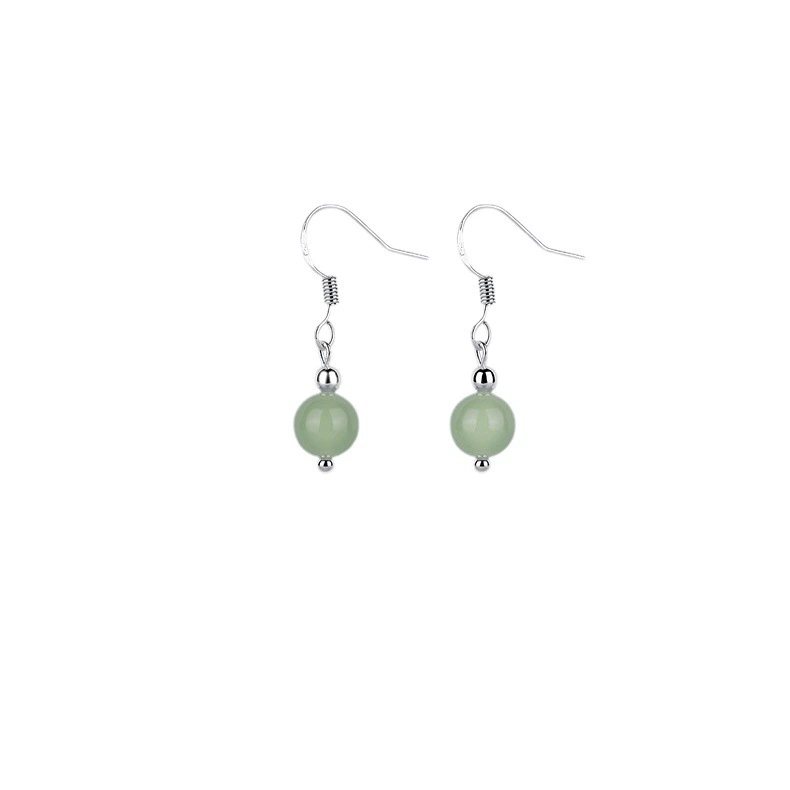 Earrings jade, pendant, round beads