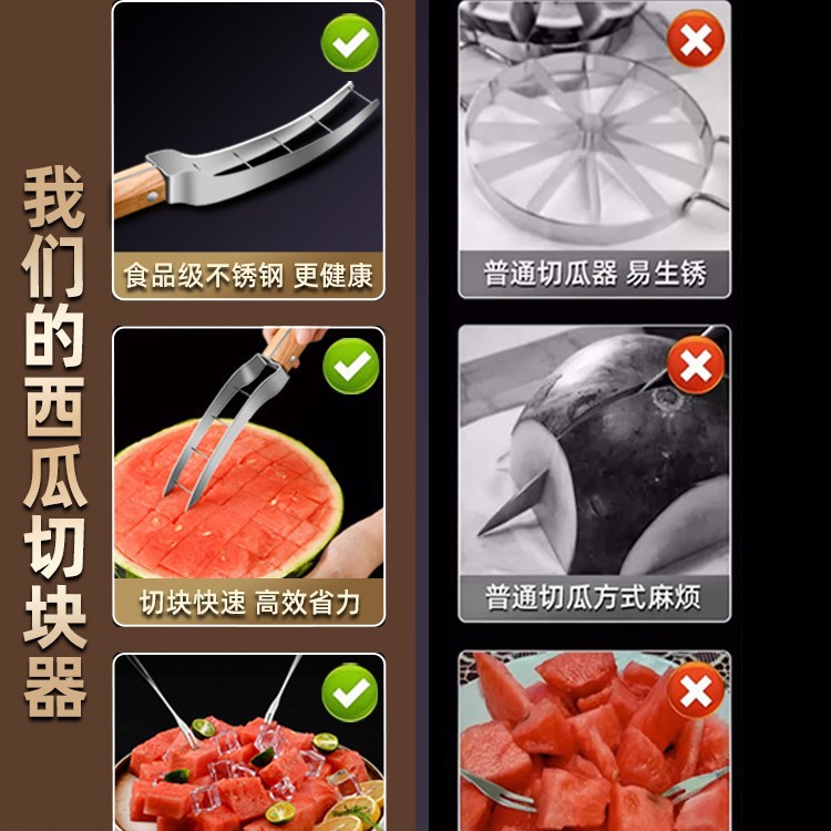 Acero inoxidable cortar rápida sandía multifuncional casero melón cortar cortador de bloques herramienta comercial de frutas de melón