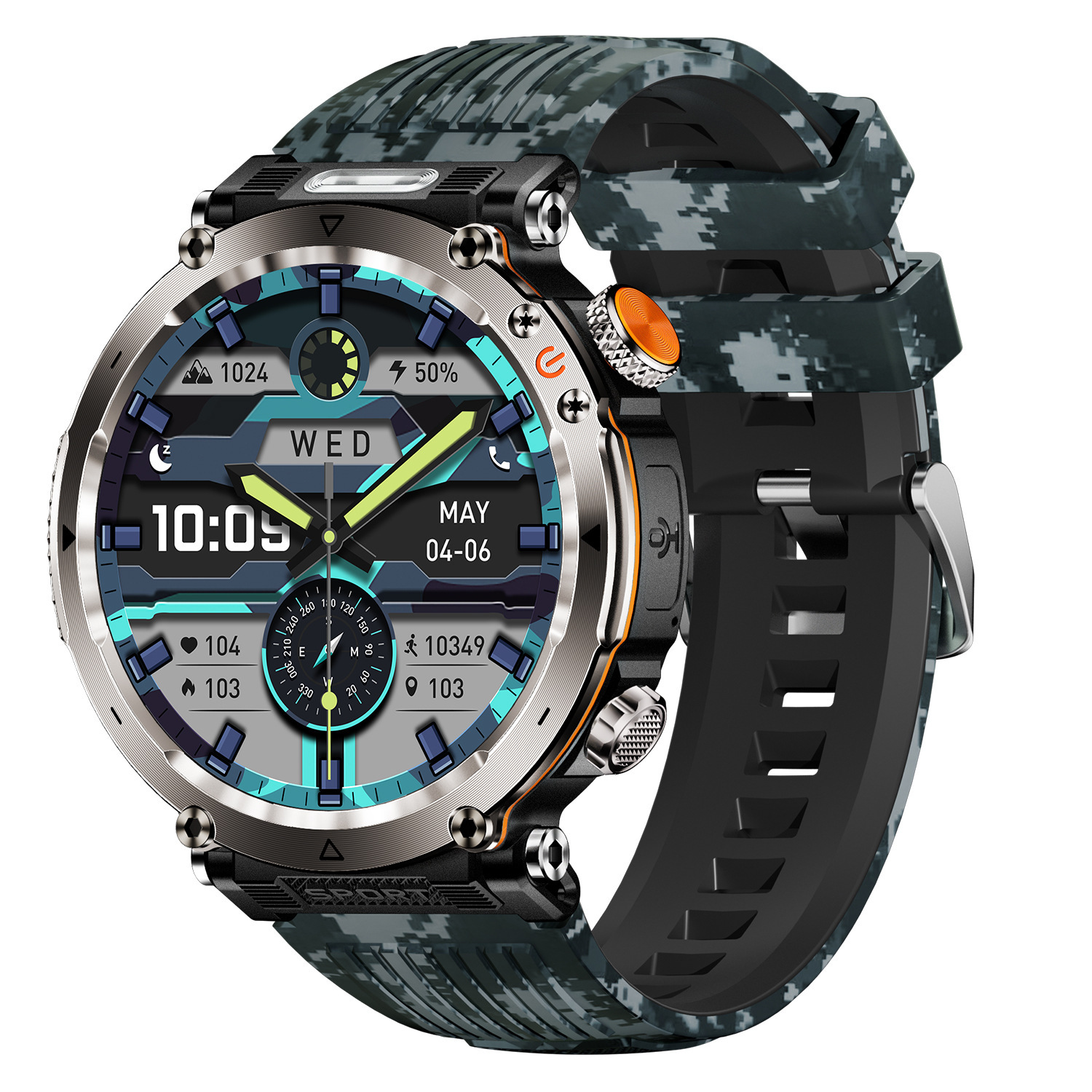 Smartwatch nuovo prodotto per sport all'aria aperta, impermeabile, chiamate Bluetooth, ampio schermo da 1,7", indicatore di frequenza cardiaca e saturazione di ossigeno nel sangue, luce LED._voghion.com