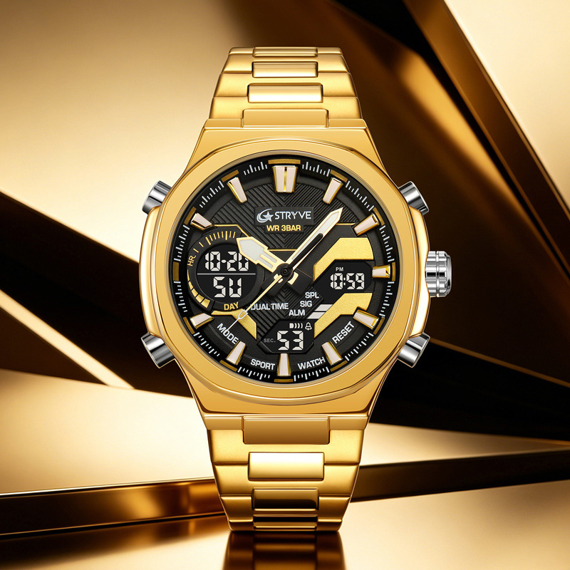 STRYVE hombre reloj deportivo resistente al agua reloj electrónico de cuarzo hombre reloj de pulsera de acero inoxidable reloj electrónico 8033