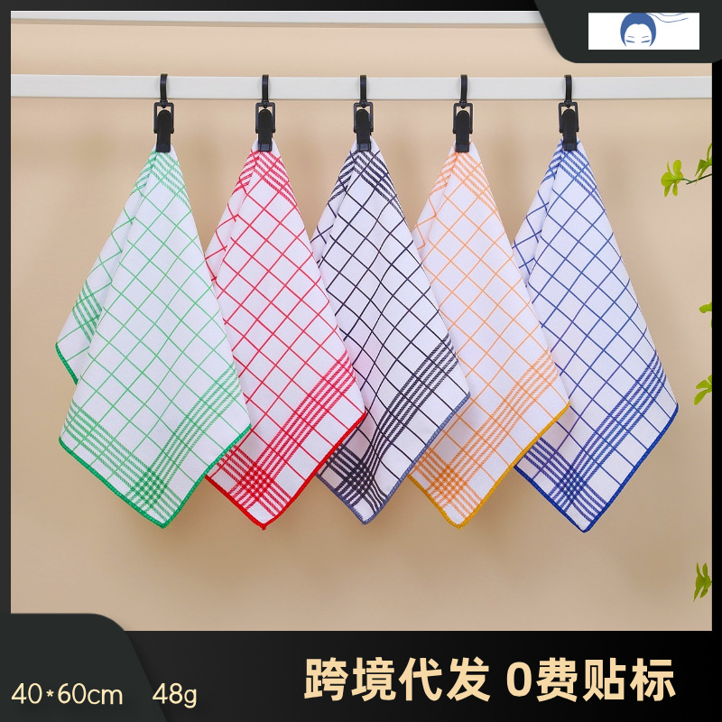 ?跨境代发欧式红蓝格子餐巾布ins风棉质餐垫布kitchen towels te