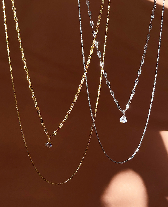 9g Weight Titanium Steel Pendant Material Zircon Inlay Material Double Layer Necklaces Classification Titanium Steel Chain Material 1 Piece Quantity Holiday, Daily Occasion Titanium Steel Material Geometric Pattern Women's Gender Plating, Inlay Design Simple Style Style Titanium Steel Simple Style Plating Inlay Geometric Zircon Double Layer Necklaces 7