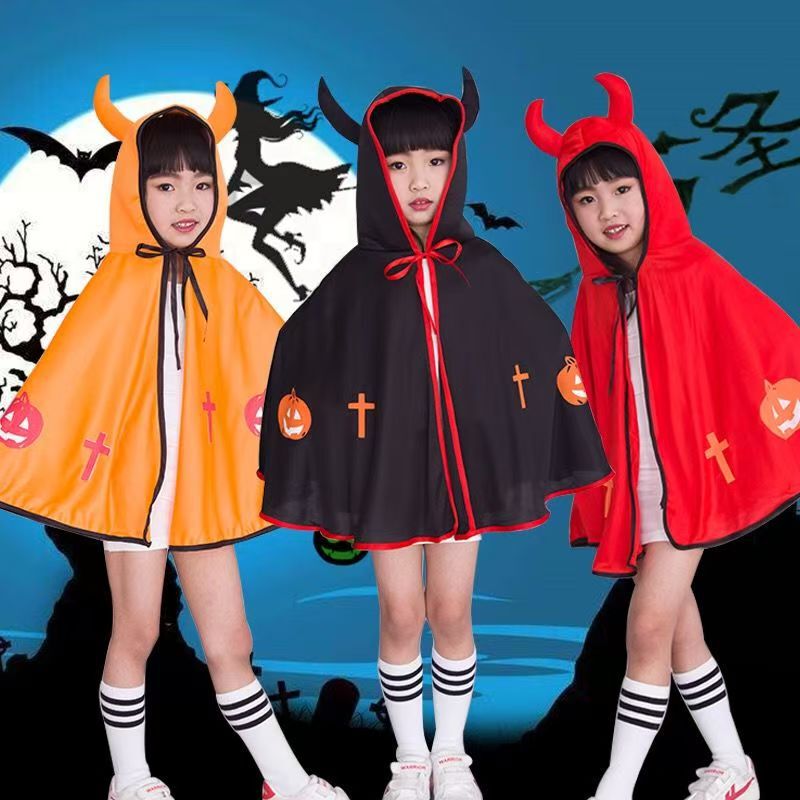 ハロウィン悪魔ホーンマントコスプレ衣装小道具ホリデーパーティーパフォーマンス子供のパフォーマンス衣装マント|undefined