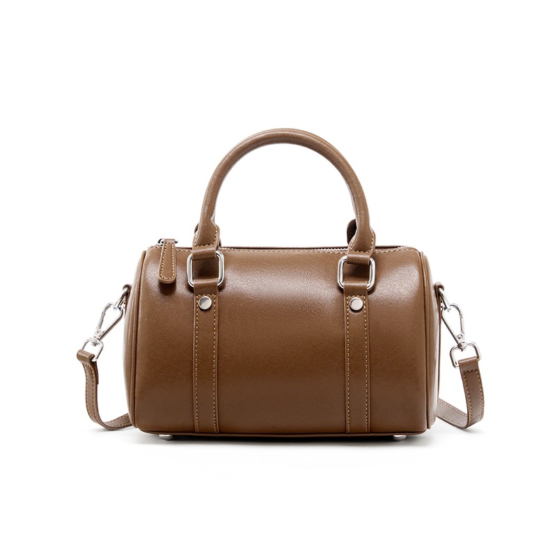 Boston Pillow Bag Top Grain Cowhide Leather Zipper Shoulder Bag Luxury Commuter Women's Small Handbag - Thumbnail 6