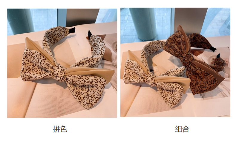 Korean Retro Leopard Print Bow Headband display picture 29