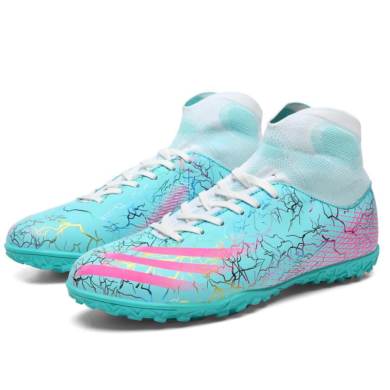 Nuevos zapatos de fútbol al por mayor de los hombres transpirable fisión de Pato Mandarín alto-top uñas cortas uñas rotas zapatos de fútbol de hierba más tamaño de entrenamiento