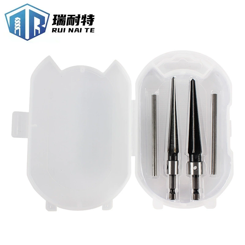 Оптовая продажа, набор конических разверток, столярные инструменты для снятия фаски с ручным открытием, деревянная доска, шестиугольная ручка, электрическая дрель, коническая развертка