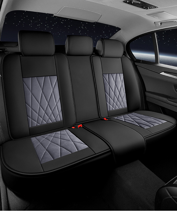 Five-Seater Universal Suede Leather Car Seat Cushion, Fully Enclosed, Wear-Resistant and Comfortable, Universal Car Seat Cover for All Seasons