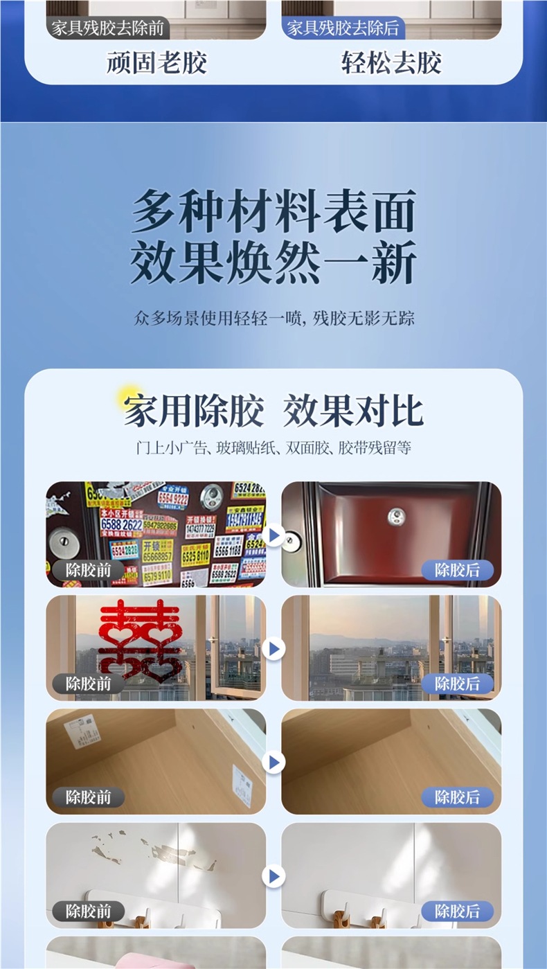 Powerful Adhesive Remover for Household Use, Universal Glue Remover for Strong Car Glass Double-Sided Tape Residue and Adhesive Removal