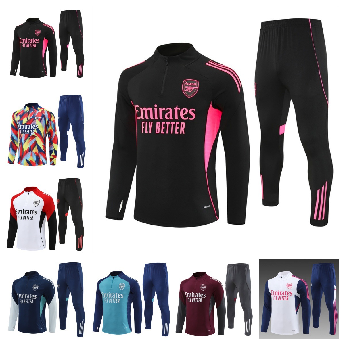 Wholesale 2526 New Model Arsenal Half-Zip Stand Collar Long-Sleeve Football Training Suit Set Cross-Border