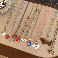 亚克力滴油苹果吊坠项链女 卡通创意设计毛衣链简约百搭项饰批发