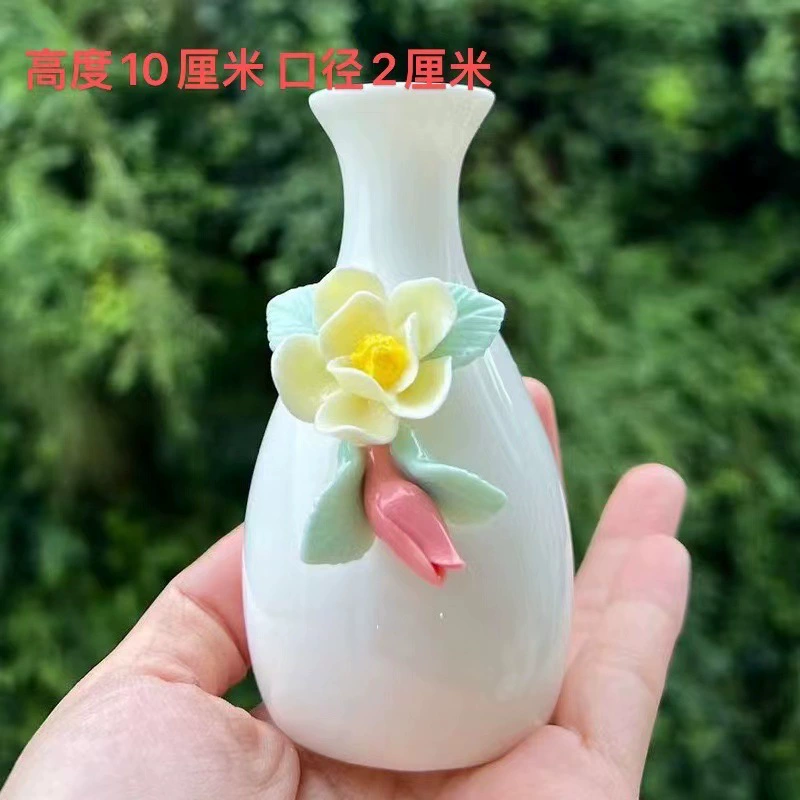 Handmade mini vase flower bottle flower ceramic ornaments dry flower inserting water -breed living room study frame desktop decoration