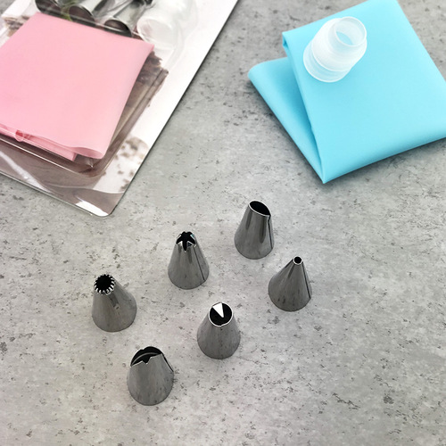 Stainless steel decorating nozzle set 8-piece set of puff cream nozzle cake tools decorating bag converter baking supplies