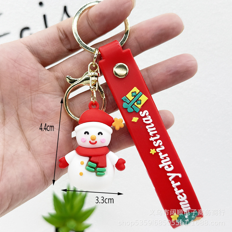 跨境圣诞钥匙扣软胶公仔挂件圣诞礼品配件立体公仔圣诞老人小挂件|undefined