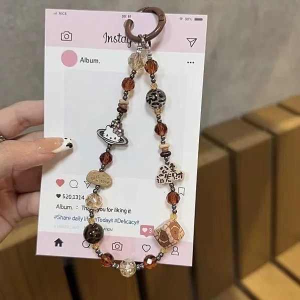 Princess Fortune Mobile Phone Chain Wrist Strap New Style Alloy Cartoon Lanyard High-End Beaded Hanging Chain Pendant Camera