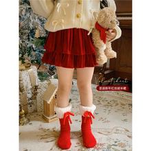 女童法式丝绒半身裙秋冬儿童百搭高腰短裙宝宝蓬蓬蛋糕裙子