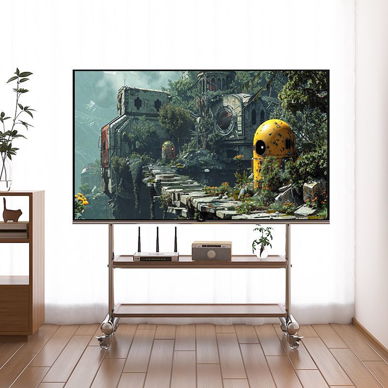 Soporte móvil de televisión de acero inoxidable móvil de piso pequeño dormitorio sala de estar doméstica 43 - 75 pulgadas rueda universal