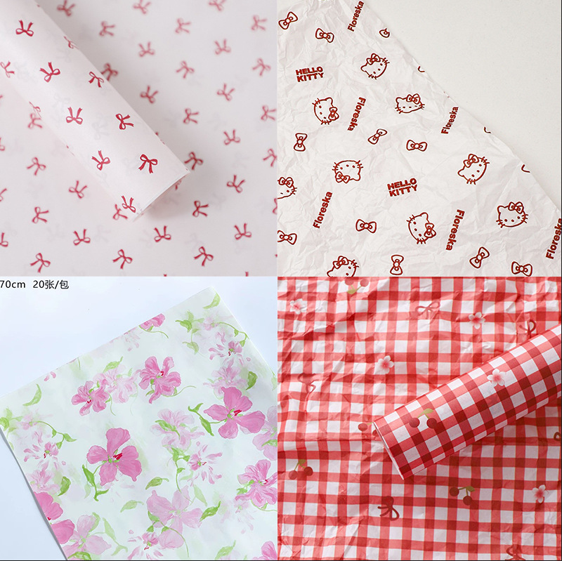 Papel perlado transfronterizo, papel de forro impreso, papel para envolver flores, papel de embalaje, materiales de embalaje, papel para envolver flores con lazo, venta al por mayor