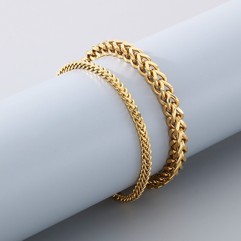 Bracelets Classification Hip-Hop Vintage Style Geometric Titanium Steel Plating Men's Bracelets Men's Chain Bracelets