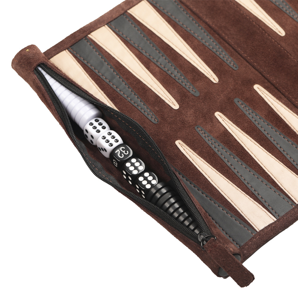Backgammon And Chess Two-in-one Board, Double-sided, Ultra-thin Velvet Surface, Portable Outdoor Travel Chessboard_desvips.com