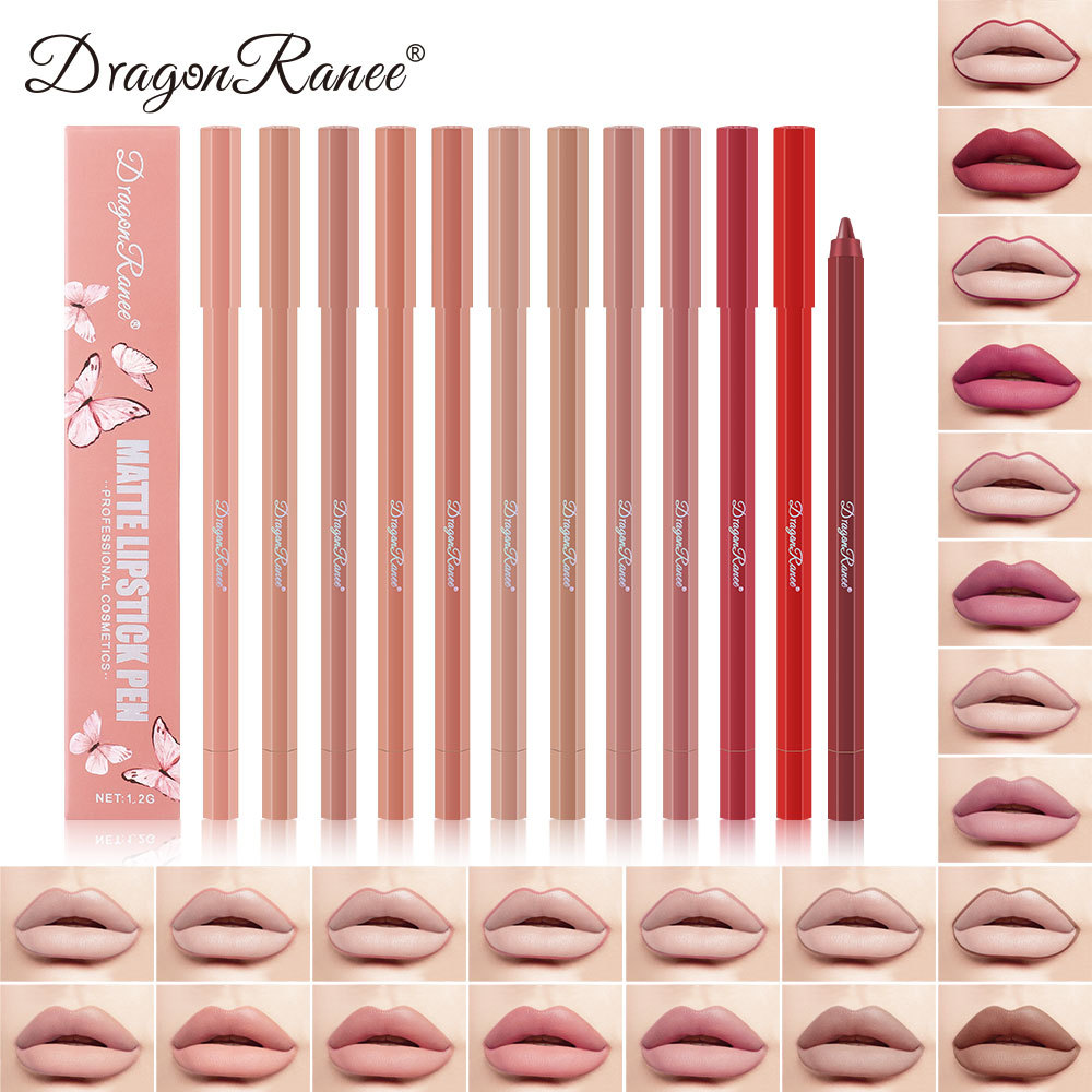 Cross-Border Dragonranee Lip Liner Women's Matte Hook Line Lip Pencil Matte Foaming Pen Single Hexagonal Lipstick Pen
