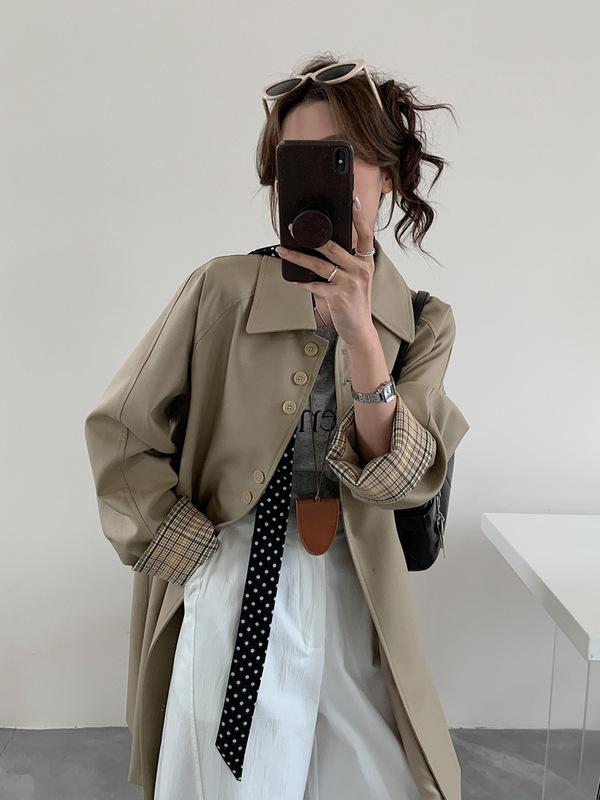 英伦风休闲宽松中长款风衣外套女2025秋季新款小个子高级感大衣|undefined
